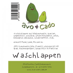 Avo & Cado Flanellwaschlappen aus Bio-Baumwolle 15 Stck grn